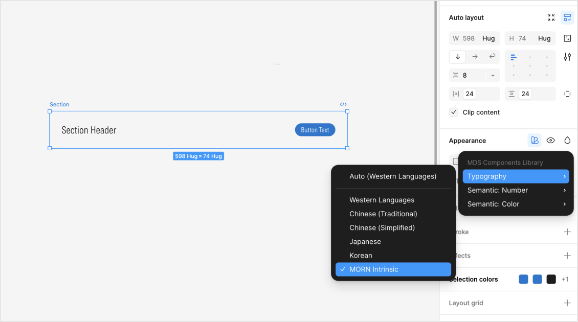 Setting the Typography mode to Morningstar Intrinsic