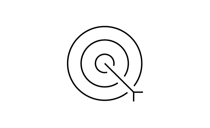 An icon of an arrow in a target, using line breaks to show depth