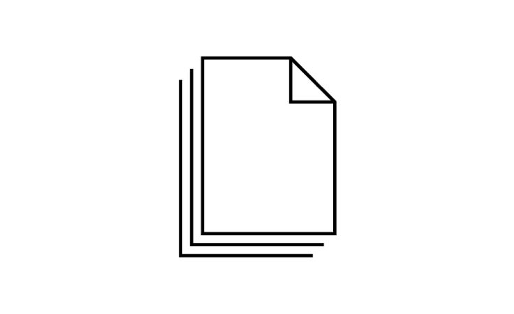 An icon of a stack of papers, using line breaks to show depth.