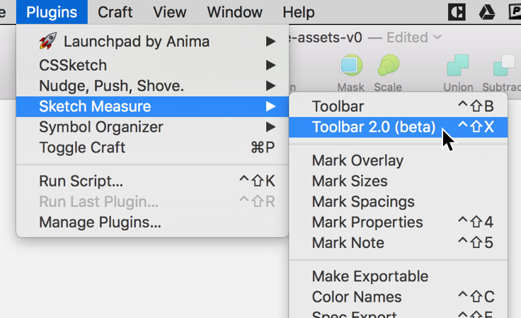 Screenshot displaying Sketch Measure menu.