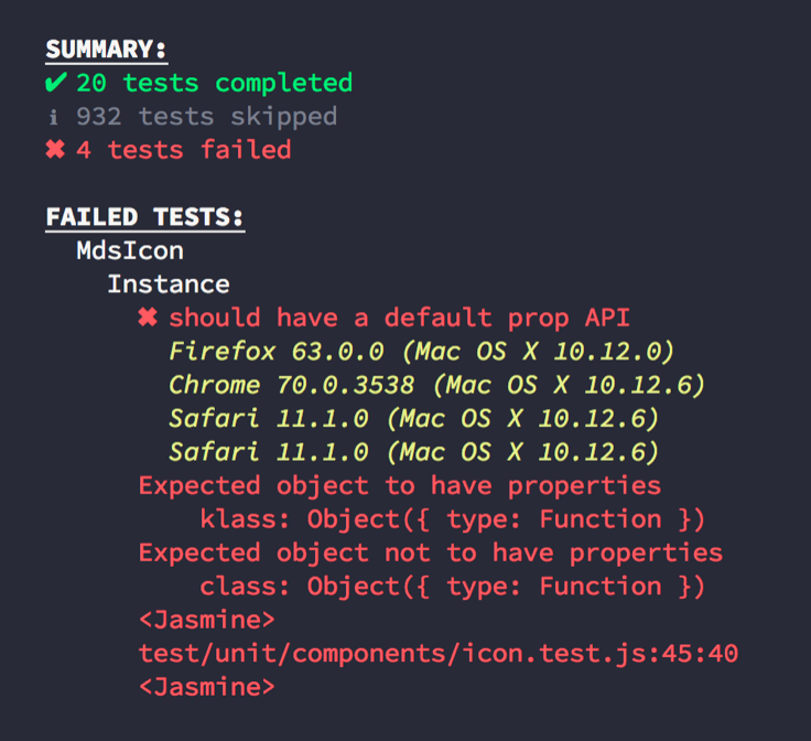 Screenshot of unit test results in the terminal.