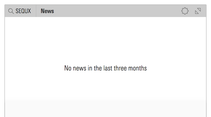 Example of an empty news widget displaying text that says no news in the last three months.