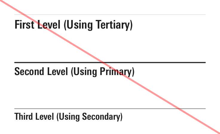 Example of borders arranged incorrectly: tertiary, primary, then secondary.