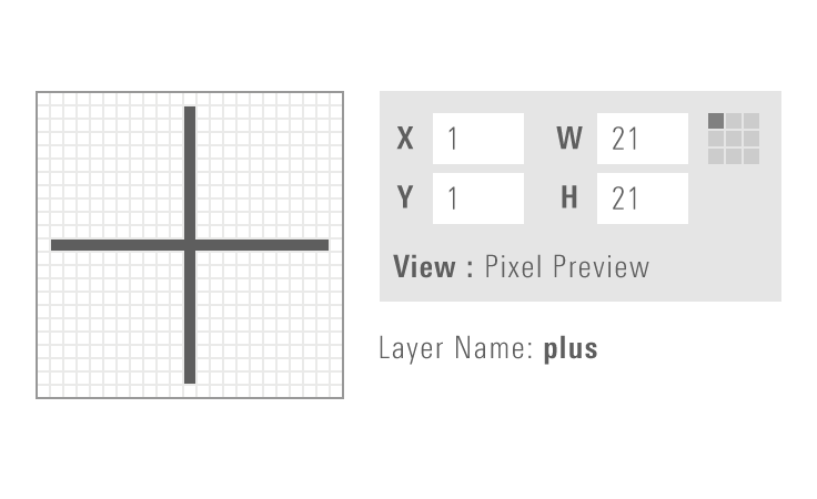 Plus icon snapping to grid in Illustrator.