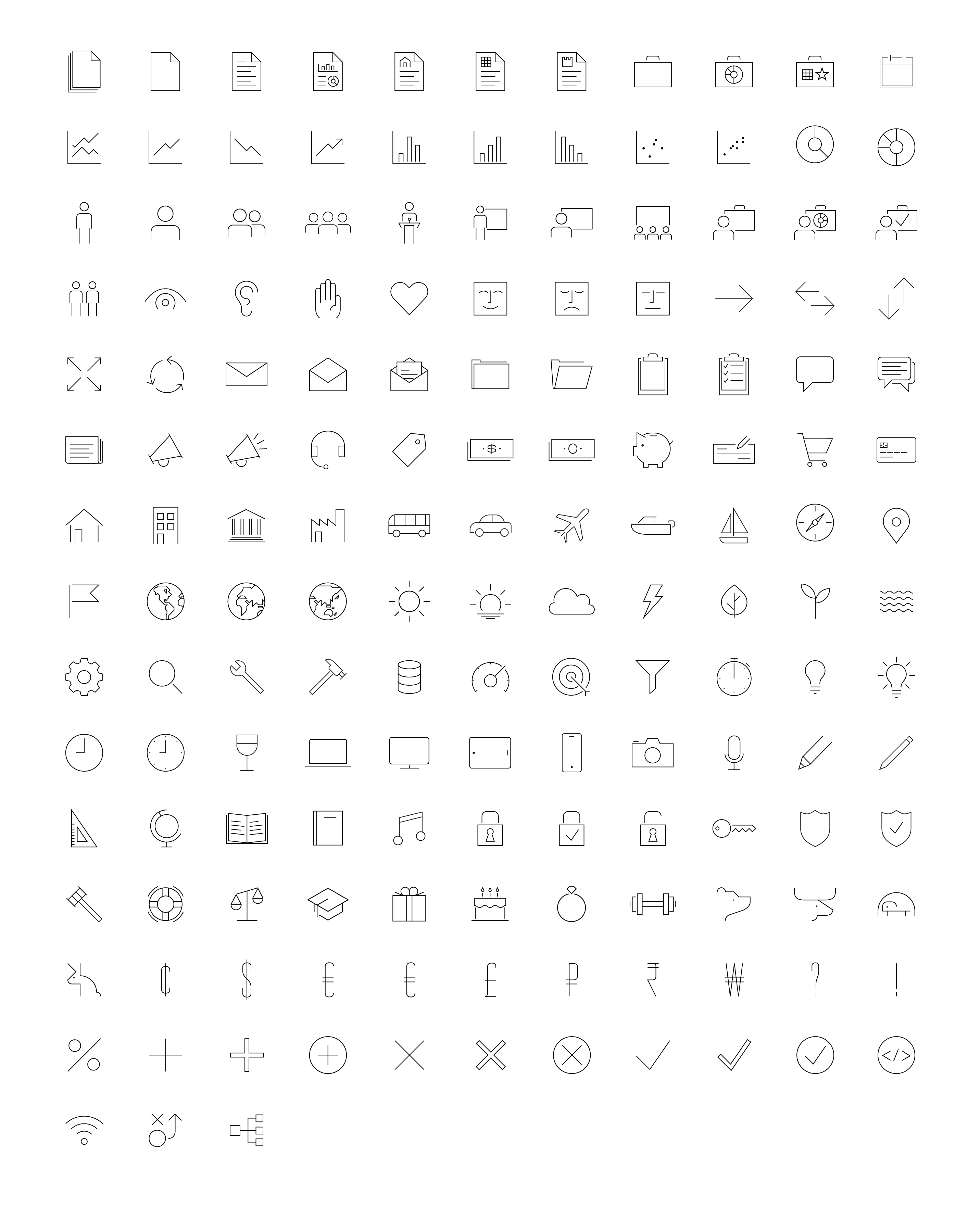 Grid displaying all available illustrative icons.