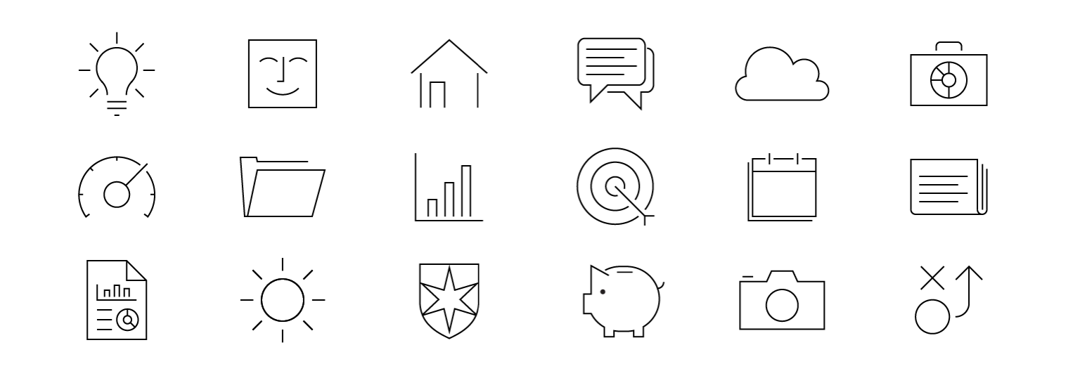 Example of icons from the MDS illustrative icon set.