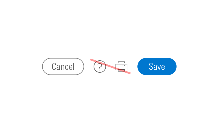 dont place icon-only buttons between paired buttons.