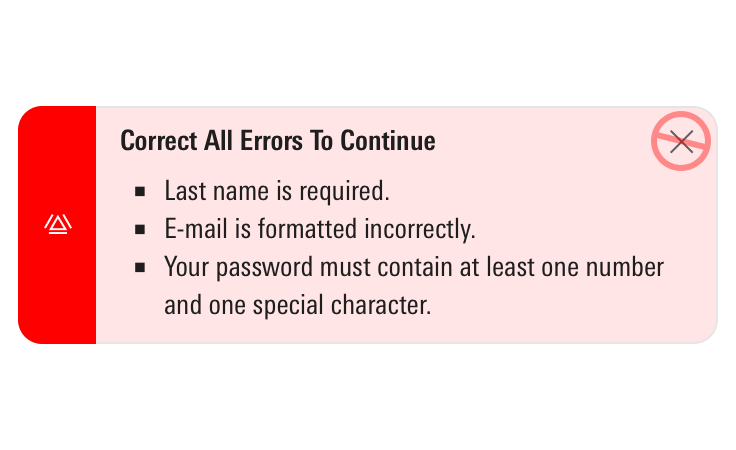 Don‘t include the dismiss action in error alerts.