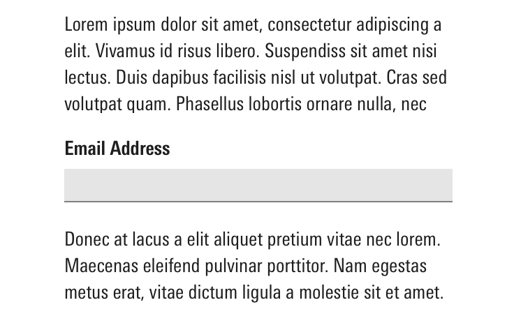 Example of a form using the same width as the content above and below.