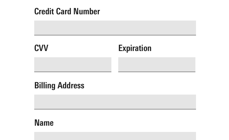 An example of a form with multiple fields arranged as a single column, except for two related fields which are placed side by side.