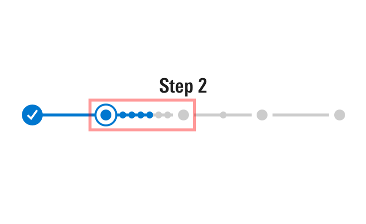 Example of a stepper in its responsive form incorrectly including more than 3 visible substeps.