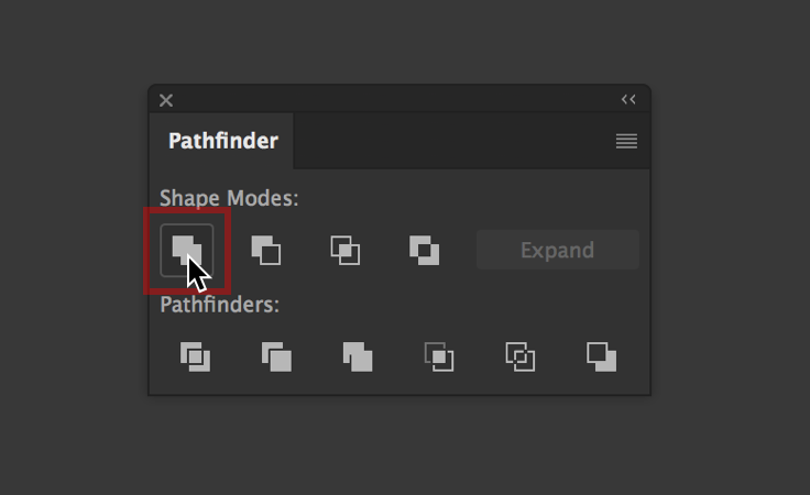 Screenshot showing the unite pathfinder tool in Illustrator.