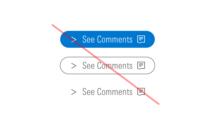 Example of a button incorrectly using a non-direction icon on its right side.