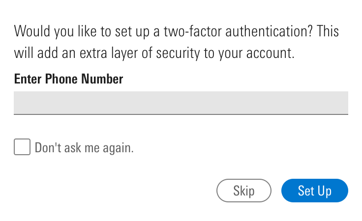 An example of a form with a checkbox that says don't ask me again placed directly above the form's action buttons.