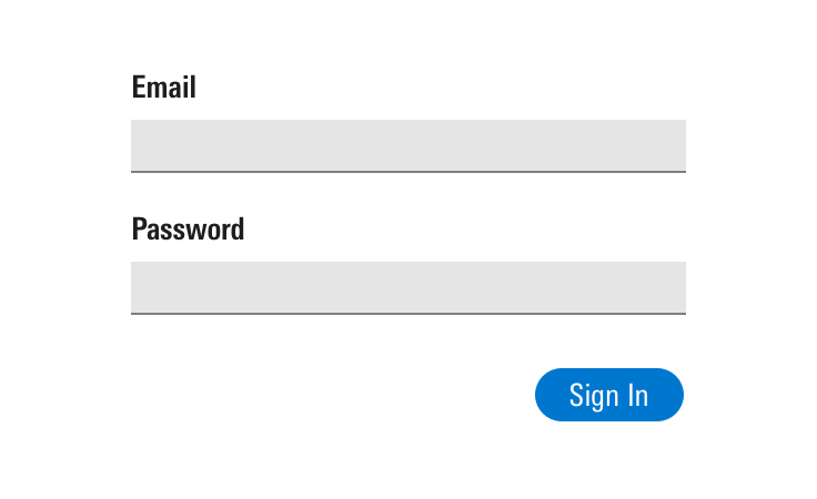 A form with a primary button placed to the bottom right below.