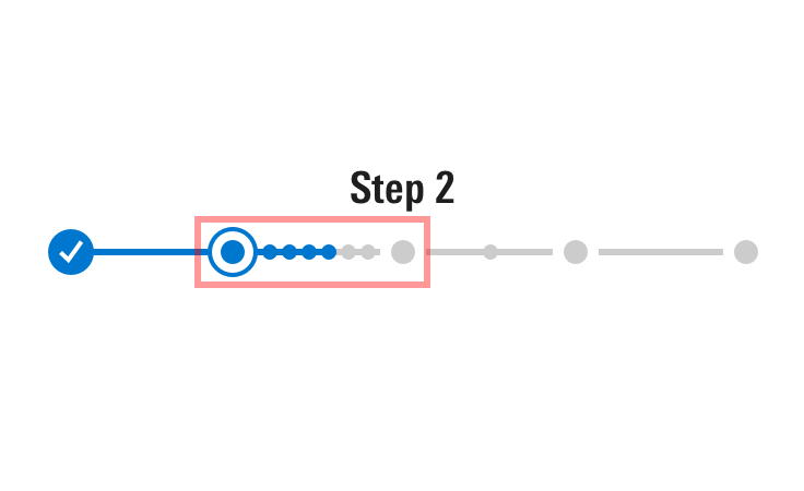 Don‘t use the With Small Steps, responsive variation for steppers that include more than 3 small steps per large step. Instead use the Without Small-Step Indicators responsive variation.