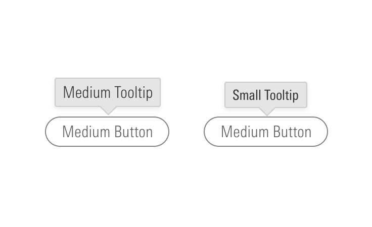 Do use tooltips which are the same size as, or smaller than, the <a class="mds-link" href="/components/buttons.html">Button</a> they are attached to.